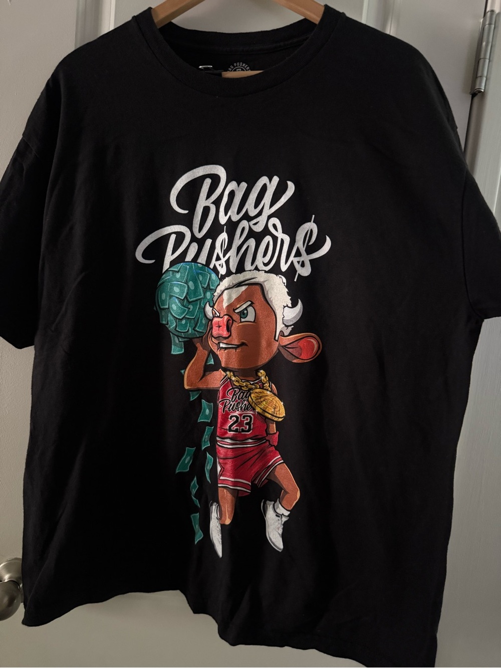 Black Graphic Short Sleeve Tee Bag Pushers Streetwear Basketball Money